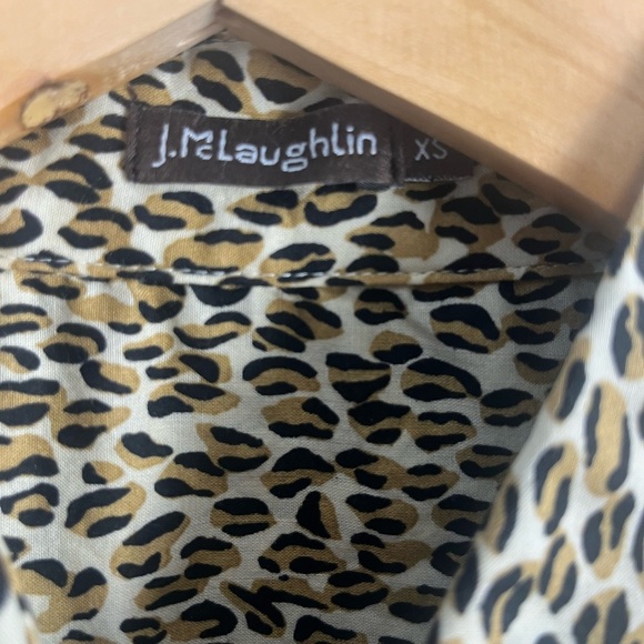 J. McLaughlin Womens Multicolor Leopard Print Long Sleeve Button Up Shirt XS - Picture 3 of 6